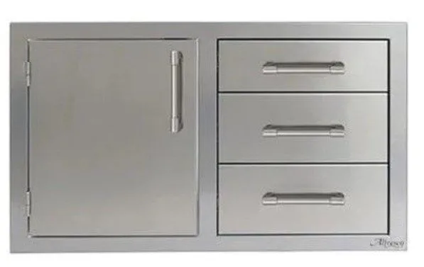 Alfresco 32" Triple Drawer Combo Unit with Single Door-Left - AXE-DDC-L-SC