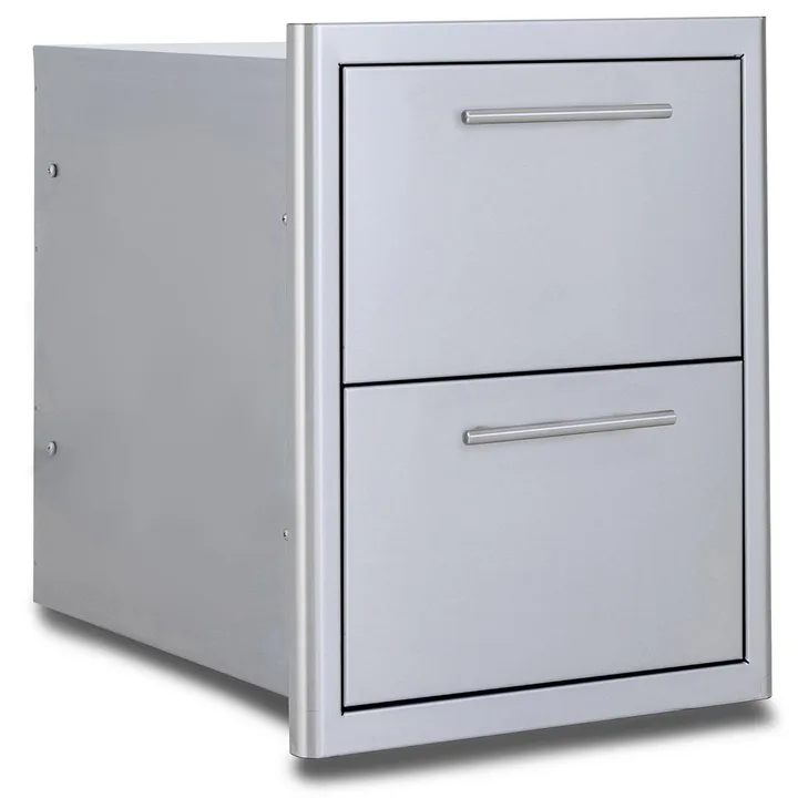 Blaze Blaze 16" Double Access Drawer in Stainless Steel finish - BLZ-DRW2-R-LT