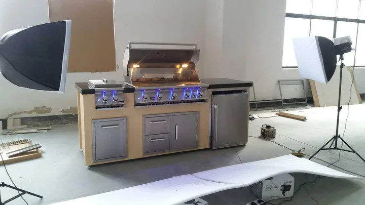 Bonfire 42" 5 burner BBQ Island with Double side burner, Refrigerator