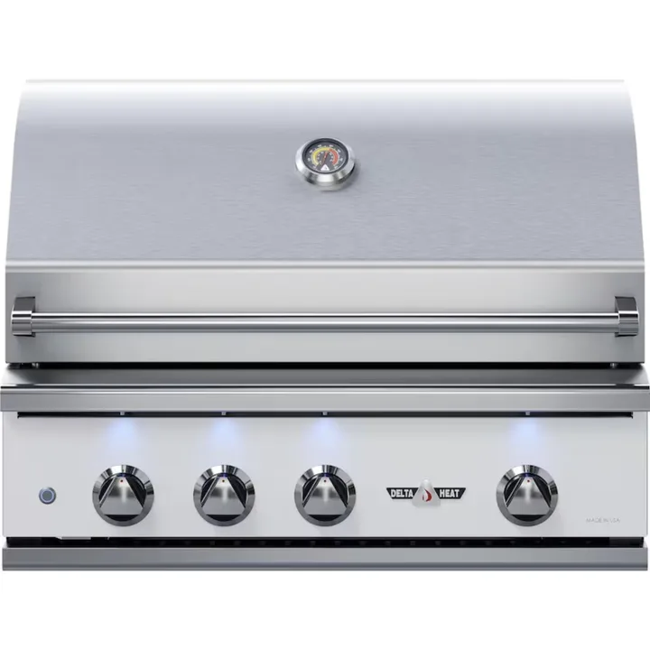 Delta Heat 32-Inch 3-Burner Built-In Gas Grill With Infrared Rotisserie & White Control Panel - LP / 32" / With Sear Zone & Infrared Rotisserie Burner