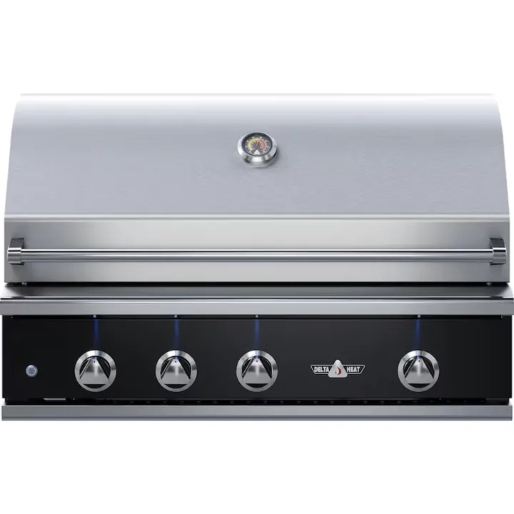 Delta Heat 38-Inch 3-Burner Built-In Gas Grill With Infrared Rotisserie & Black Control Panel - NG / 38" / With Sear Zone & Infrared Rotisserie Burner