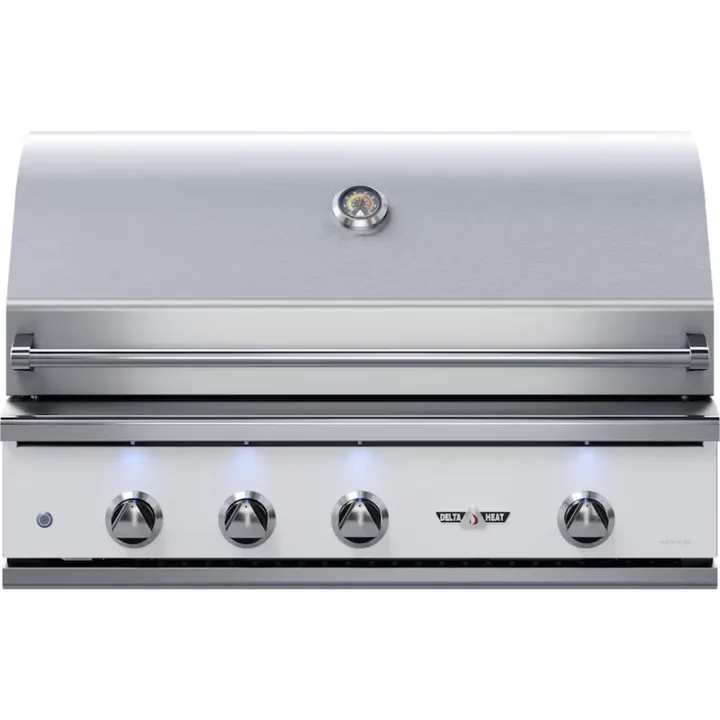 Delta Heat 38-Inch 3-Burner Built-In Gas Grill With Infrared Rotisserie & White Control Panel - NG / 38" / With Sear Zone & Infrared Rotisserie Burner