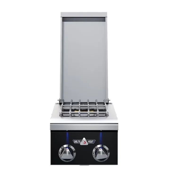Delta Heat 12-Inch Built-In Gas Double Side Burner w/ Black Control Panel - Liquid Propane