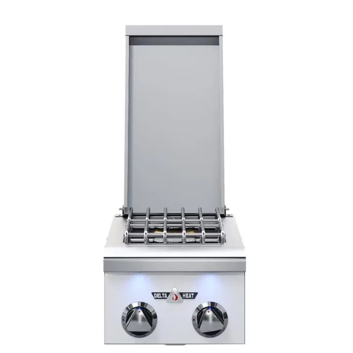 Delta Heat 12-Inch Built-In Gas Double Side Burner w/ White Control Panel - Liquid Propane