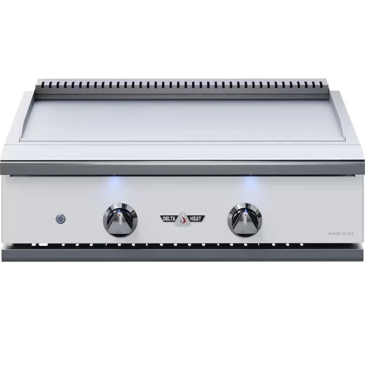Delta Heat 32" Built-In Flat Top Griddle Teppanyaki Grill With White Control Panel - NG / 32"