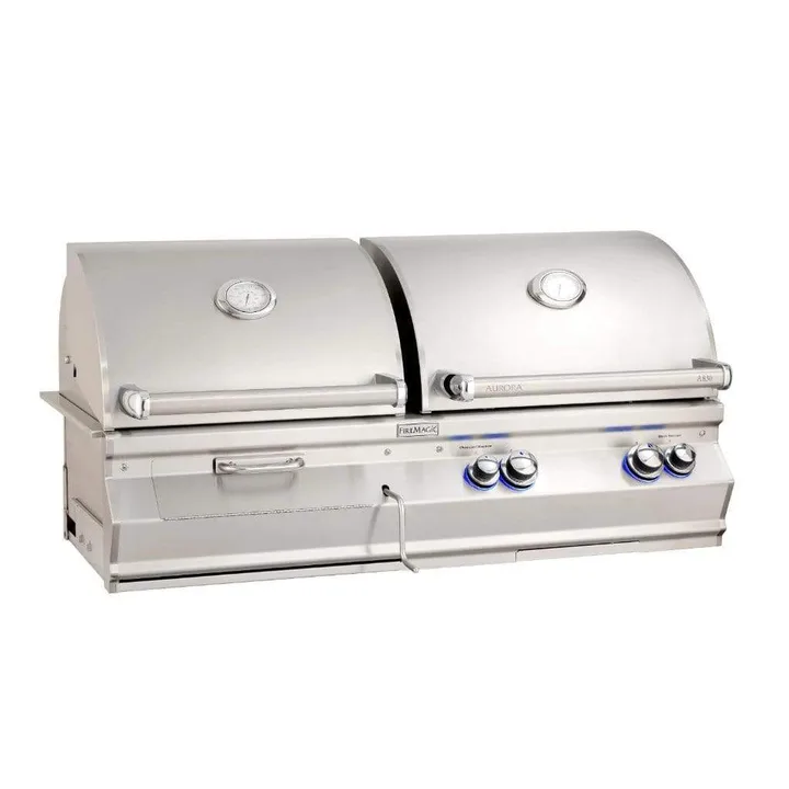 Fire Magic 46" 3-Burner Aurora Built-In Gas/Charcoal Combo Grills (A830i) - Natural Gas / Yes / Yes