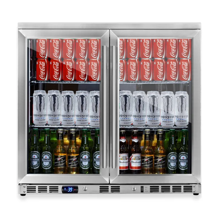 36-Inch Heating Glass Dual Door Built In Beverage Fridge - 2-Year Warranty (Free)