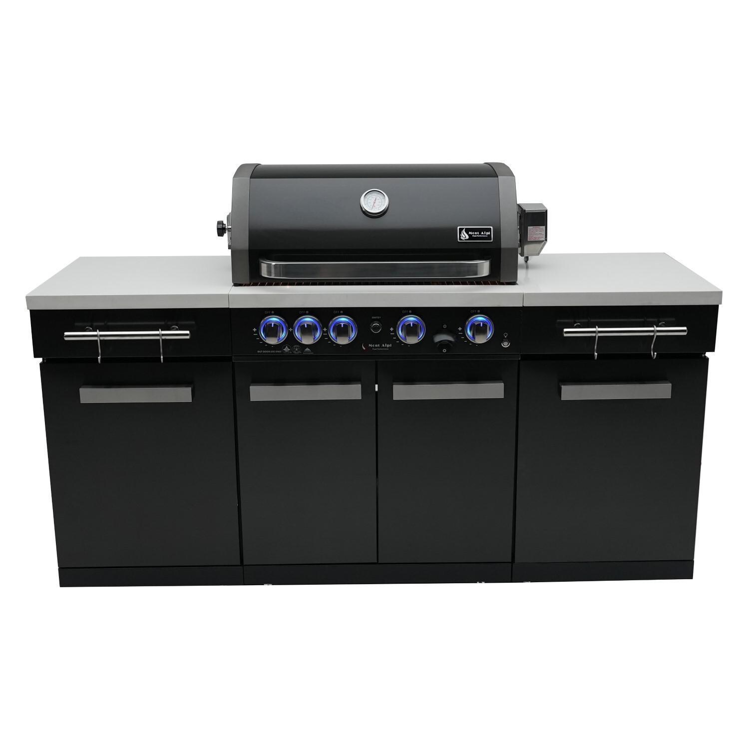 Mont Alpi Compact Series 6 Ft Propane Outdoor Kitchen Island in Black Stainless Steel - MA-957