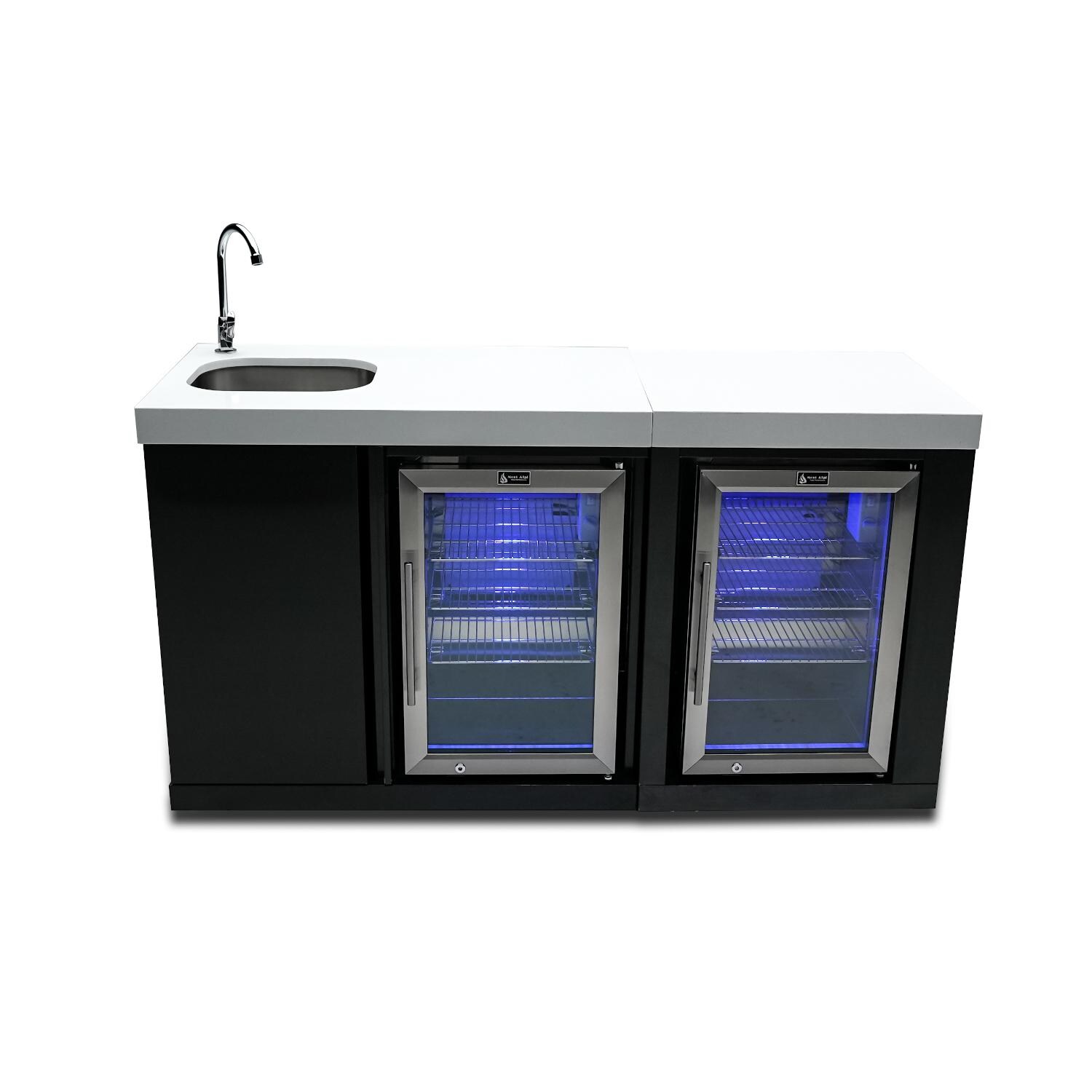 Mont Alpi Black Series outdoor kitchen package beverage center fridge L-shaped/90-degree module · MA-BEVBSS90FC