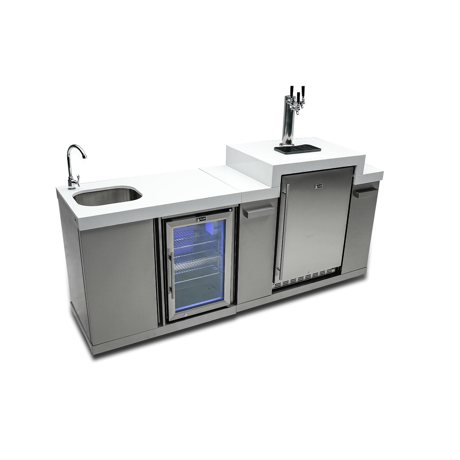 Bar Series outdoor kitchen package beverage center kegerator L-shaped/90-degree module