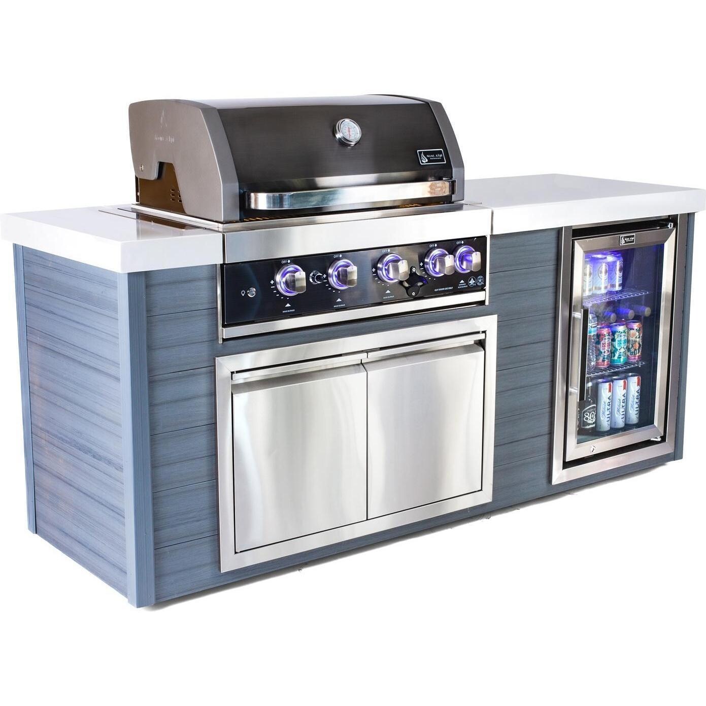 Mont Alpi Artwood Series 6.5 Ft Propane Outdoor Kitchen Island w/ 4-Burner Grill - MA400-AWBSS · MAi400