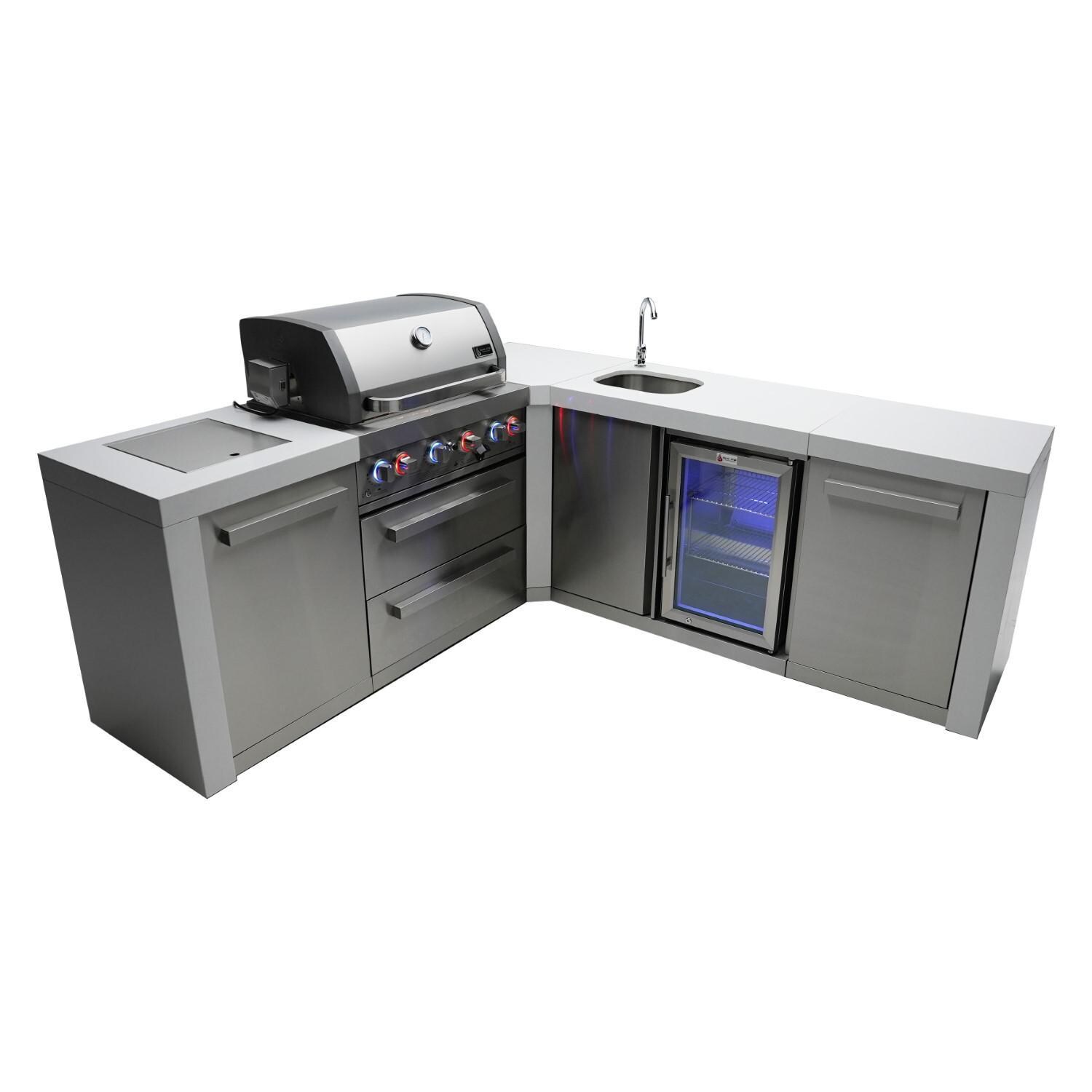 Mont Alpi Original Series outdoor kitchen package with 32-in grill beverage center L-shaped/90-degree module · MAi400-90BEV