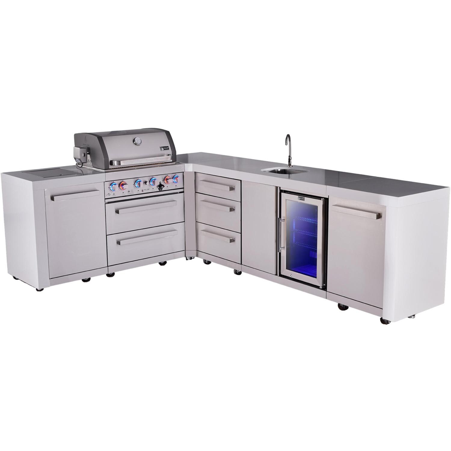 Mont Alpi Original Series outdoor kitchen package with 32-in grill beverage center drawer module L-shaped/90-degree module · MAi400-90BEVDR