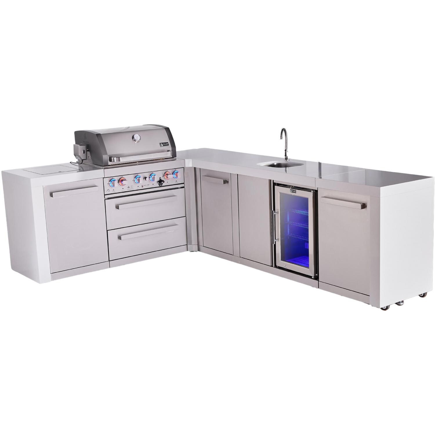 Mont Alpi Original Series outdoor kitchen package with 32-in grill beverage center L-shaped/90-degree module · MAi400-90BEVXL