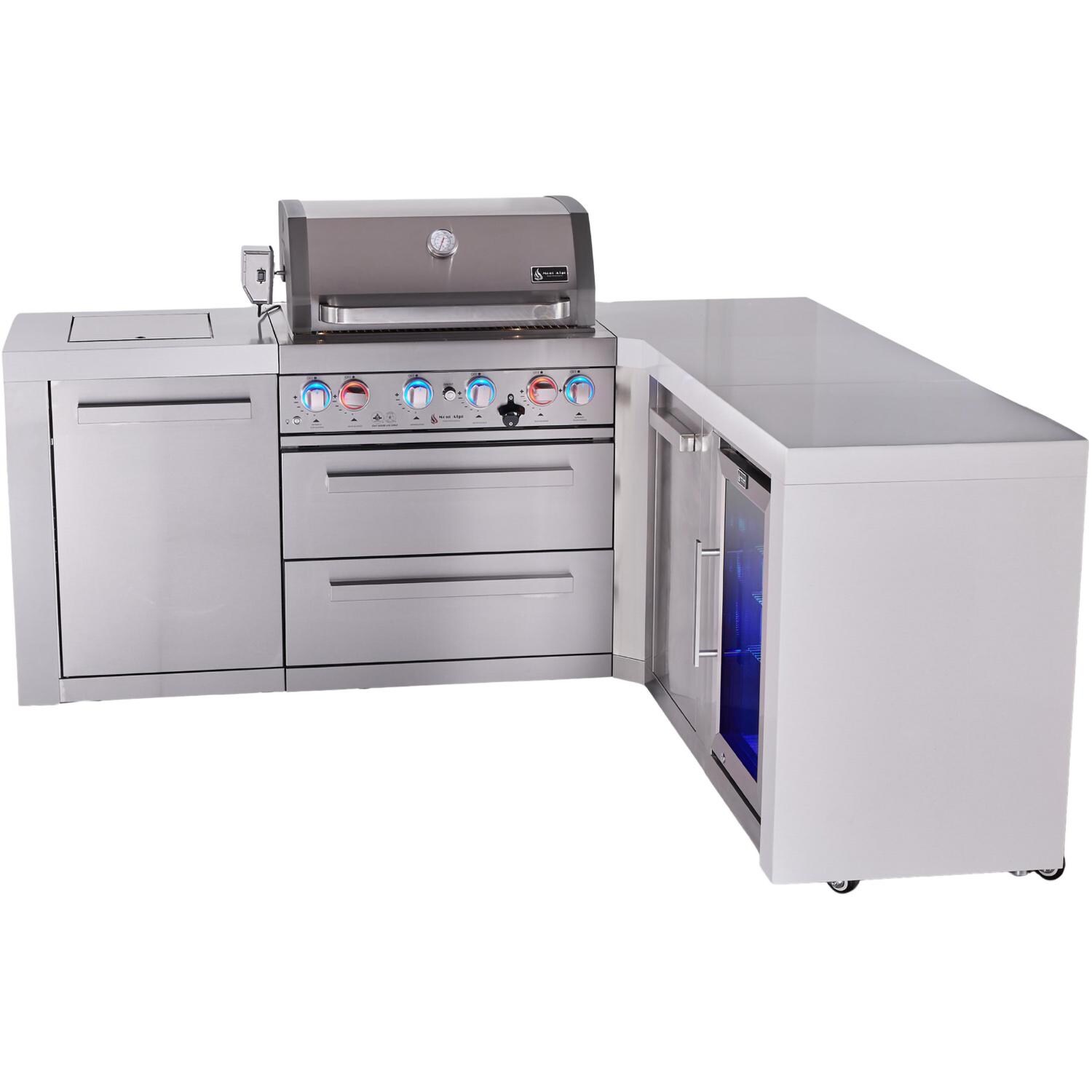 Black Series outdoor kitchen package with 32-in grill fridge L-shaped/90-degree module