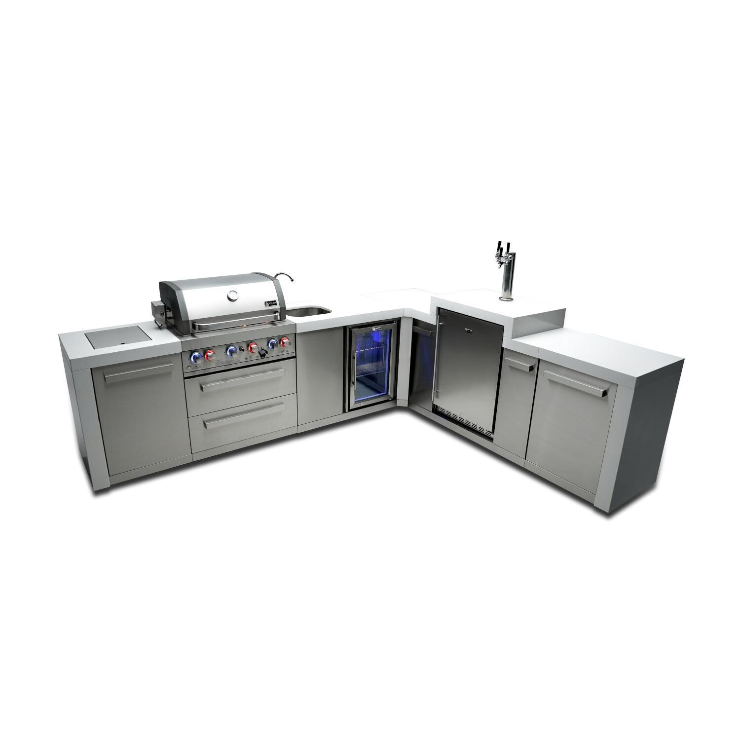 Original Series outdoor kitchen package with 32-in grill beverage center kegerator L-shaped/90-degree module