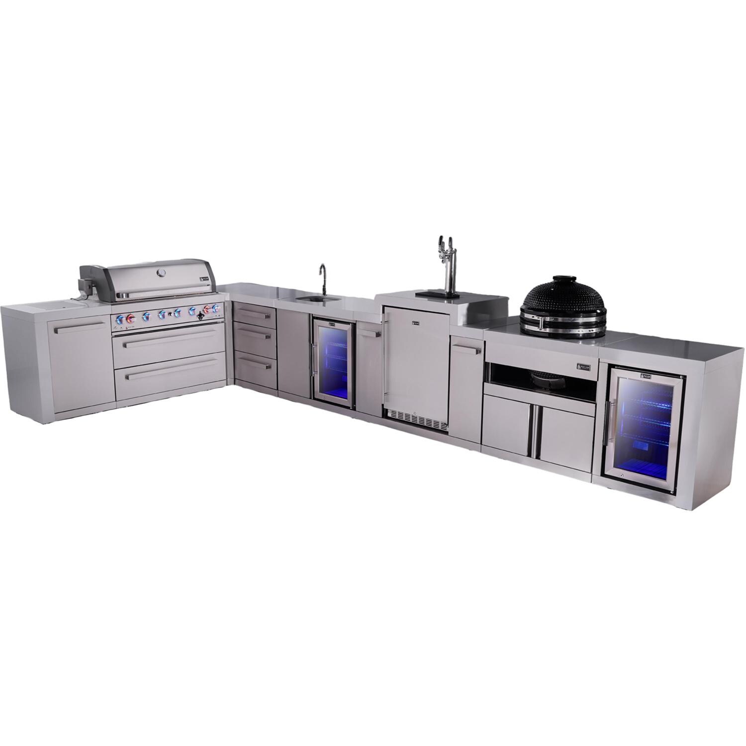 Original Series outdoor kitchen package with 32-in grill beverage center kegerator drawer module L-shaped/90-degree module