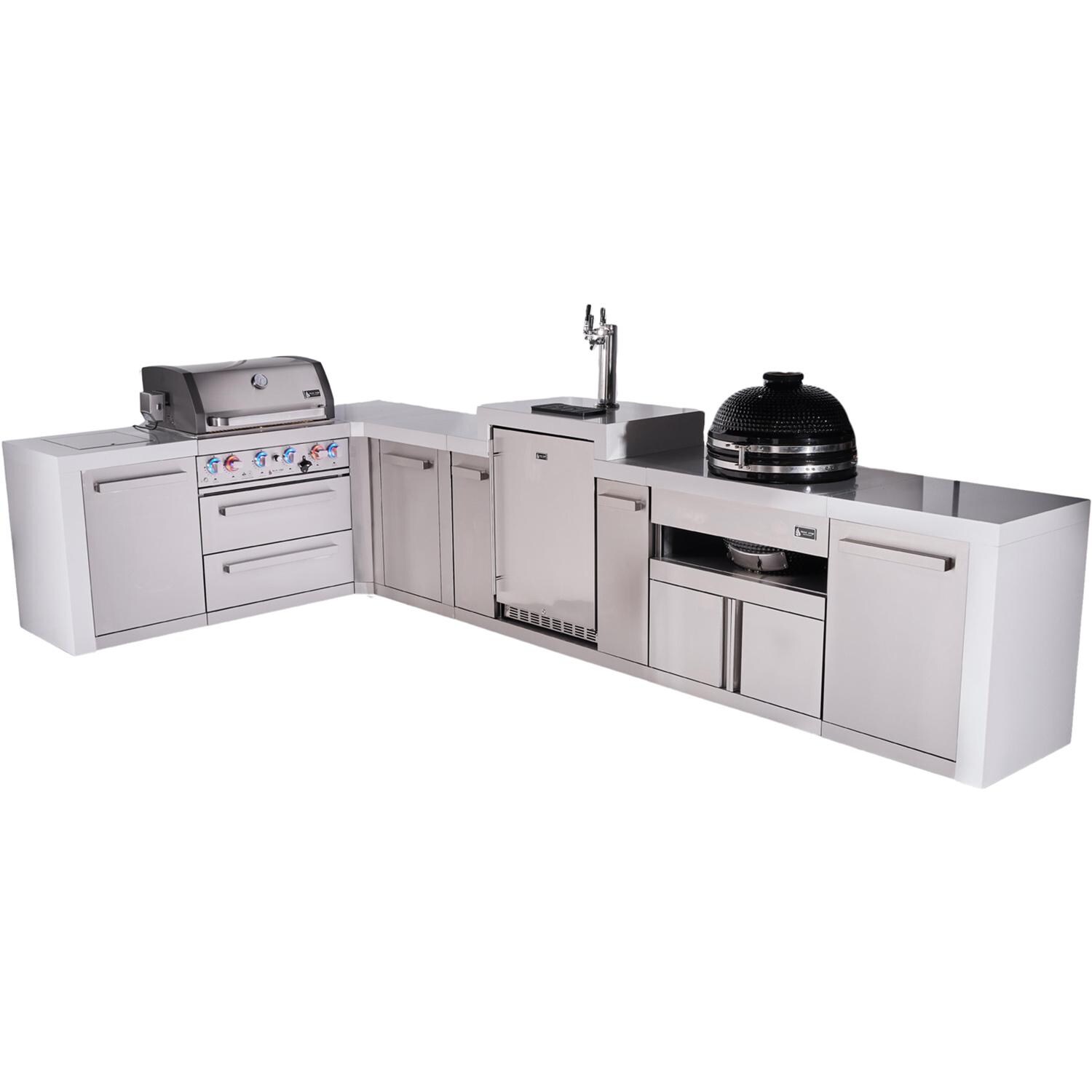 Mont Alpi Original Series outdoor kitchen package with 32-in grill kegerator kamado module L-shaped/90-degree module · MAi400-90KEGKAMXL