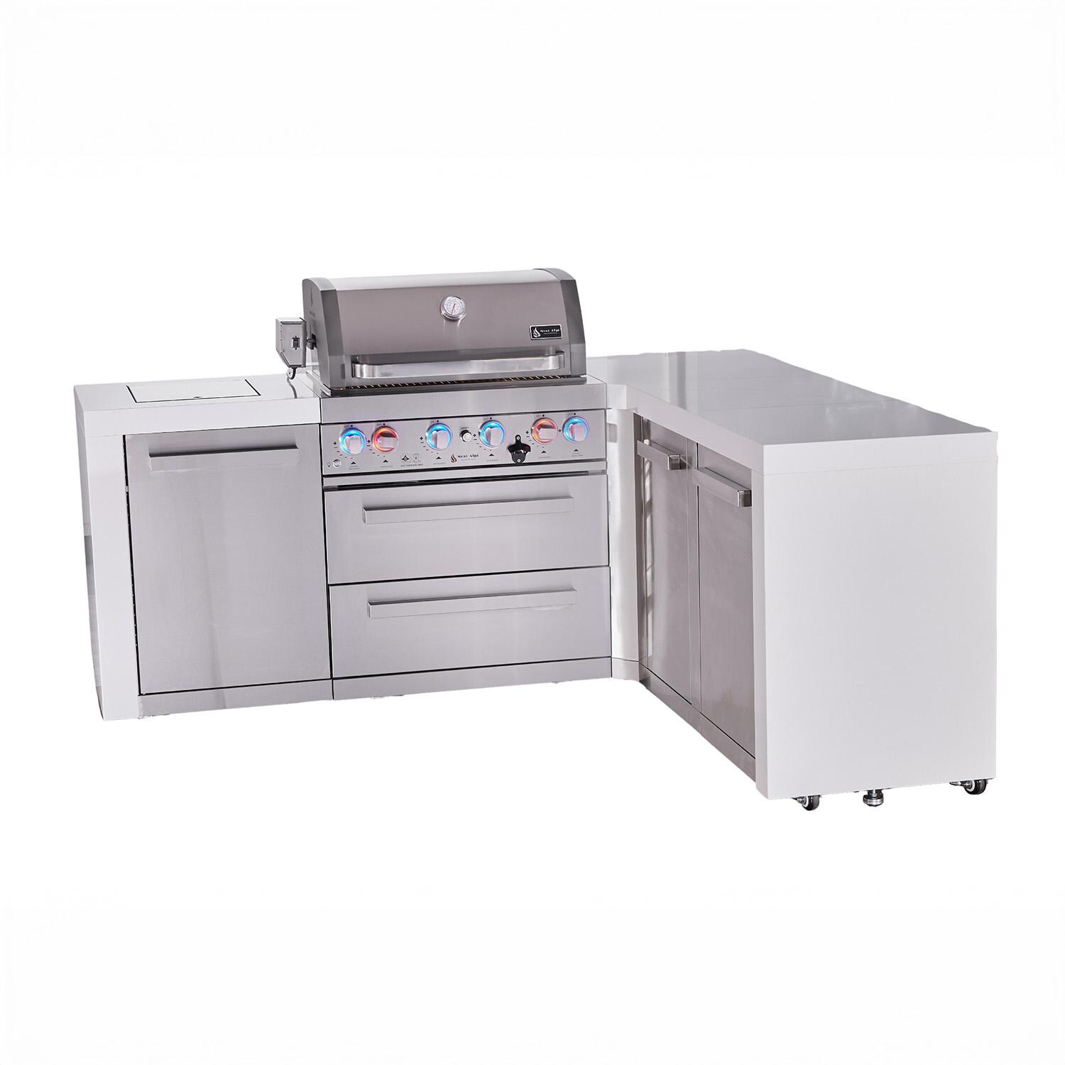 Deluxe Series 7 Ft Propane Outdoor Kitchen Island w/ 32-in Grill, Side Burner & Extra Door - MAi400-D90XL