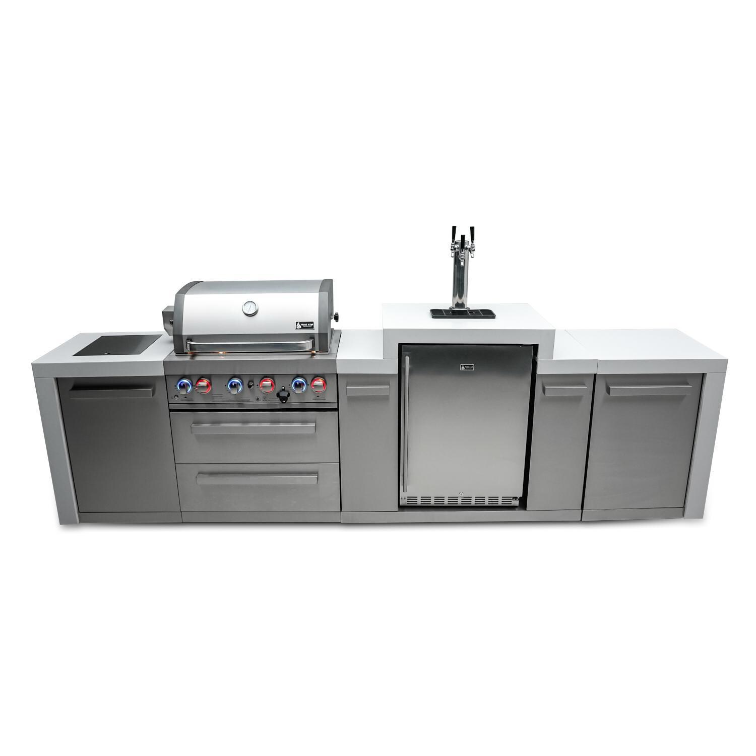 Deluxe Series 11 Ft Propane Outdoor Kitchen Island w/ Side Burner & Kegerator - MAi400-DKEG