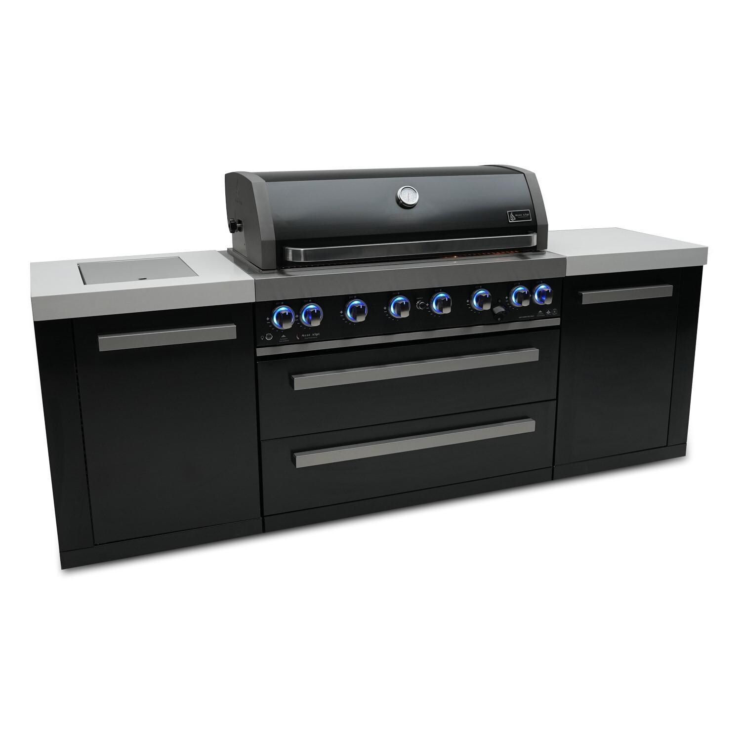 Black Series 8 Ft Propane Outdoor Kitchen Island w/ Side Burner - MAi805-BSS