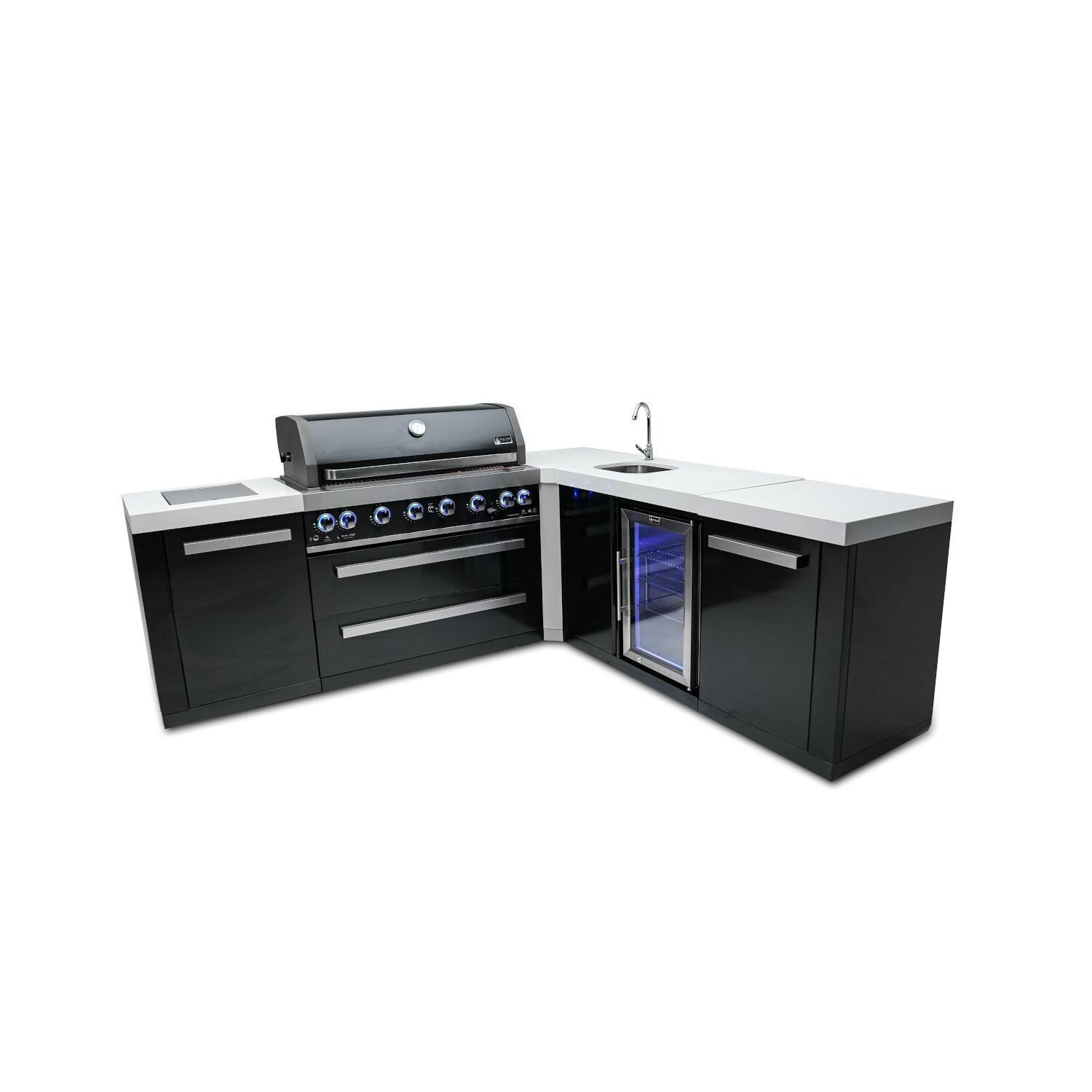 Black Series outdoor kitchen package with 44-in grill L-shaped/90-degree module
