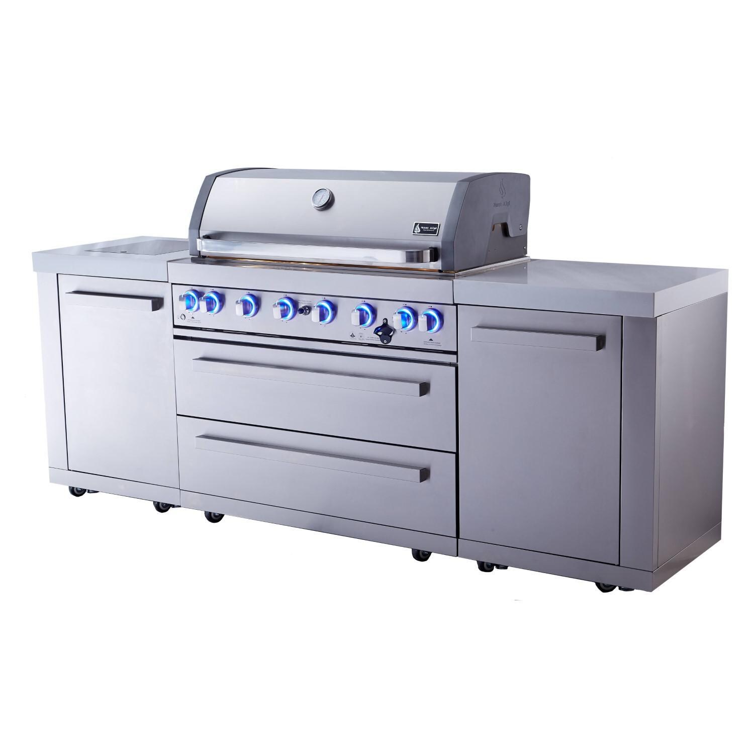 Original Series 8 Ft Propane Outdoor Kitchen Island w/ Side Burner- MAi805