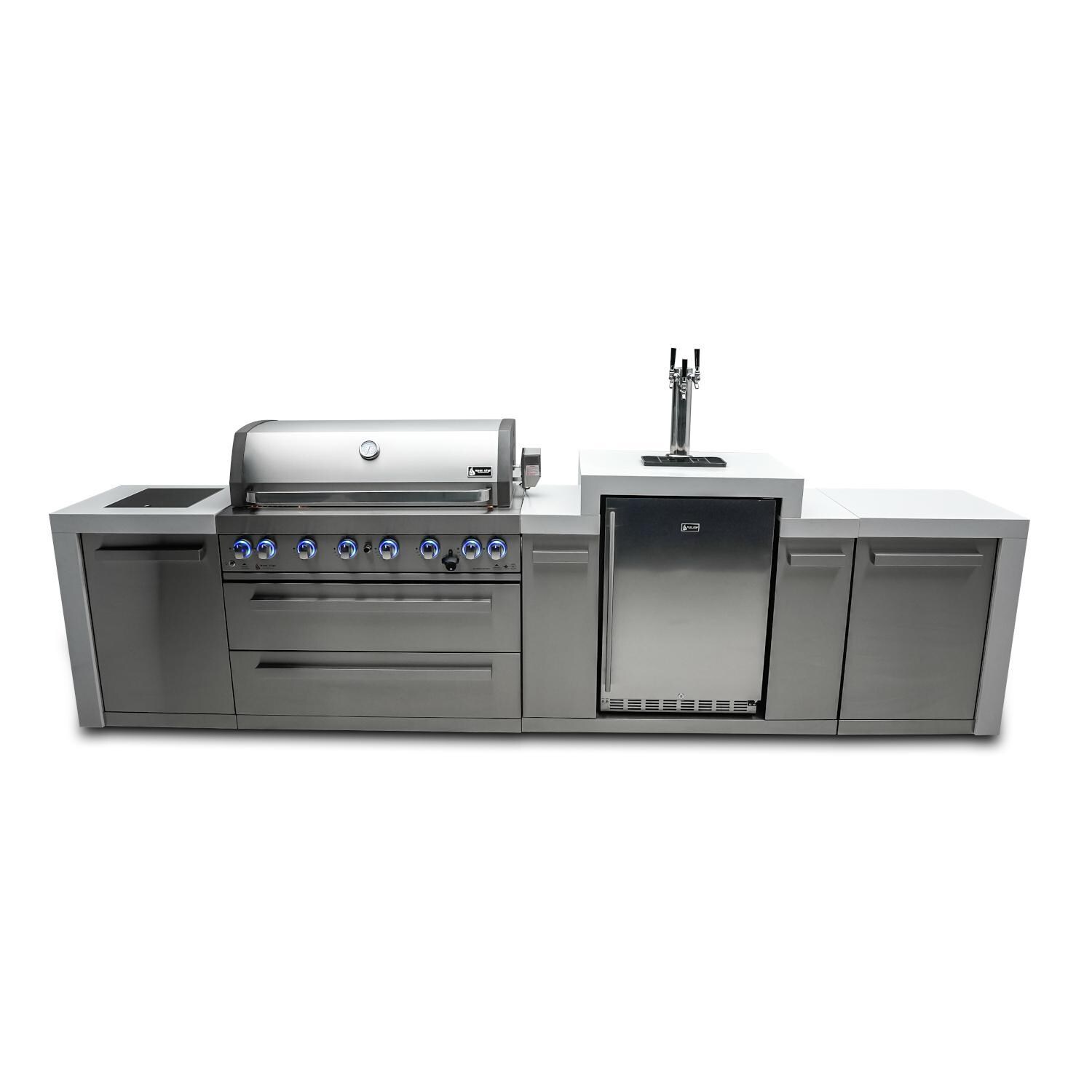 Deluxe Series 12 Ft Propane Outdoor Kitchen Island w/ Side Burner & Kegerator - MAi805-DKEG