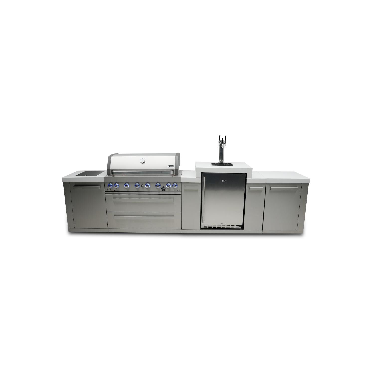 Original Series 12 Ft Propane Outdoor Kitchen Island w/ Side Burner & Kegerator - MAi805-KEG
