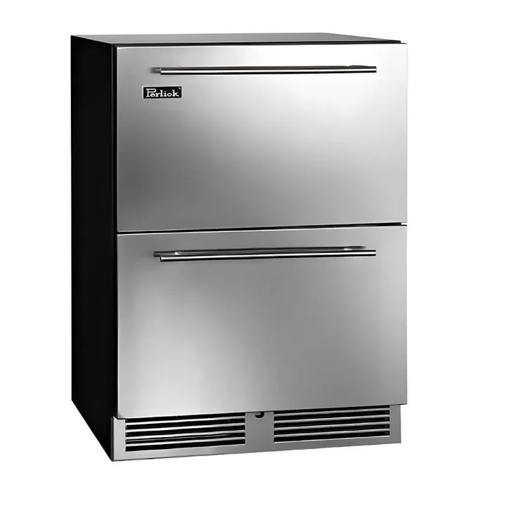 Perlick 24-Inch C-Series Stainless Steel Outdoor Refrigerator Drawers with Lock - HC24RO-4-5DL