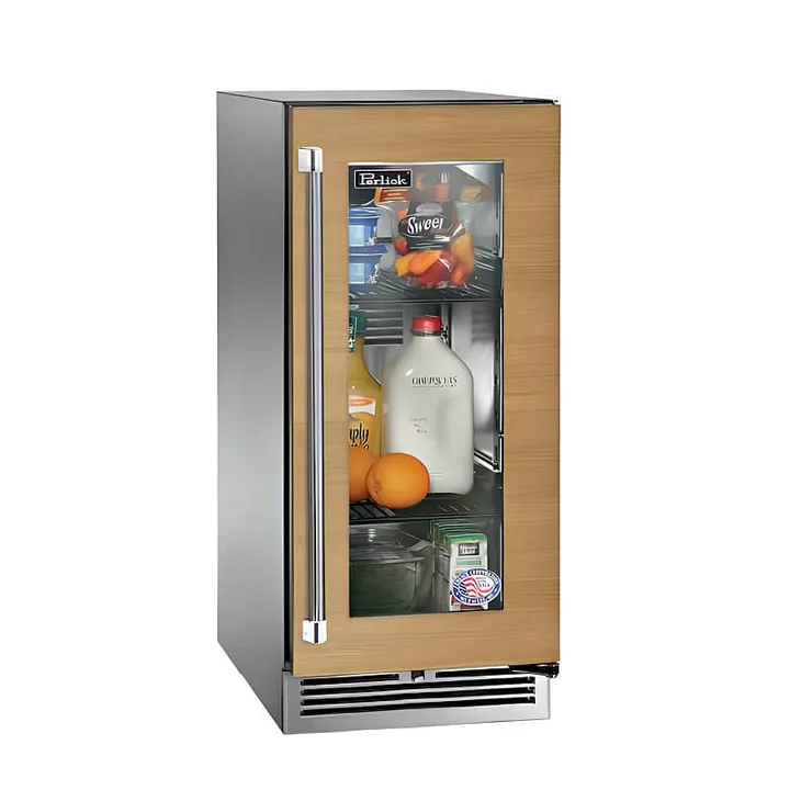 Perlick 15-Inch Signature Series Stainless Steel Panel Ready Glass Door Outdoor Refrigerator - HP15RO-4-4 - Right Side