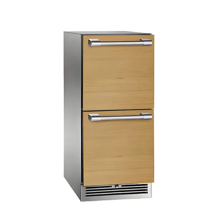 Perlick 15-Inch Signature Series Stainless Steel Panel Ready Drawer Outdoor Refrigerator with Lock - HP15RO-4-6DL