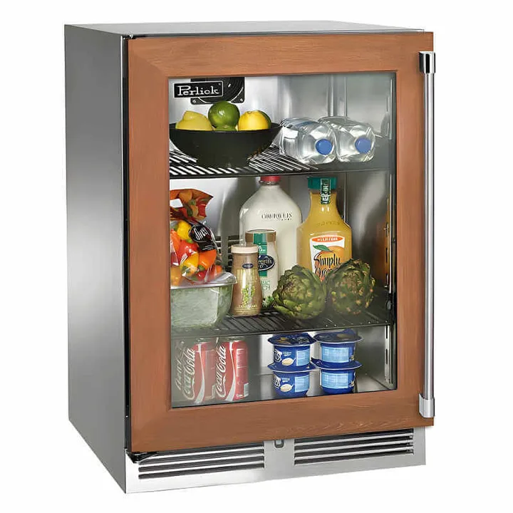 Perlick 24-Inch Signature Series Panel Ready Glass Door Outdoor Refrigerator - HP24RO-4-4 - Left Hinge