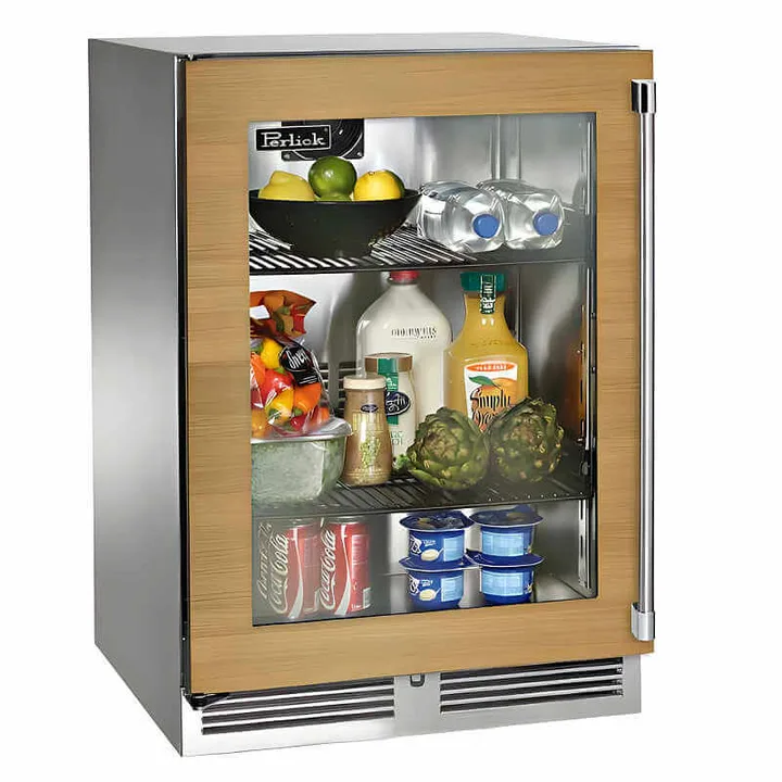 Perlick 24-Inch Signature Series Panel Ready Glass Door Outdoor Refrigerator with Lock - HP24RO-4-4 - Left Hinge