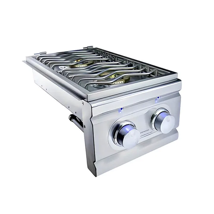 RCS Cutlass Pro Built In Stainless Steel Double Side Burner With LED Lights - RDB1EL - Propane