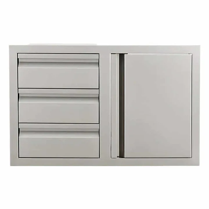 RCS Valiant 33 Inch Stainless Steel Triple Drawer & Door Combo - VDC2SC - Left Side Hinge