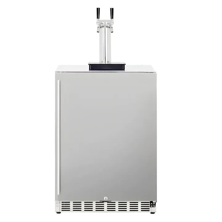 TrueFlame 24-Inch 6.6 Cu. Ft. Outdoor Rated Double Tap Kegerator - TF-RFR-24DK2