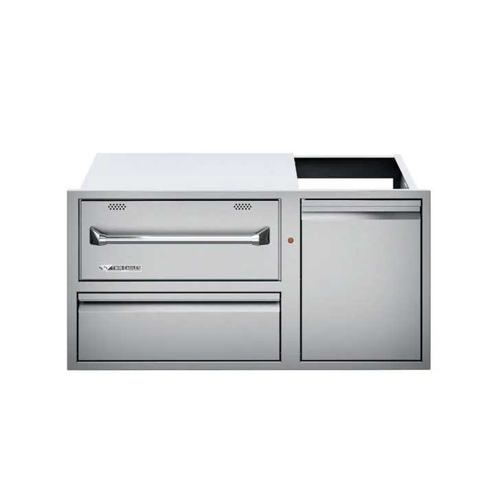 Twin Eagles 42-Inch Built-In 120V Electric Outdoor Warming Drawer with Utility Drawer & Roll-Out Trash/Propane Tank Bin
