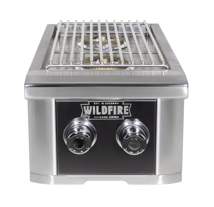 Wildfire Ranch Black 304 SS Gas Double Side Burner - WF-DBLSBRN-RH-LP/NG - Liquid Propane