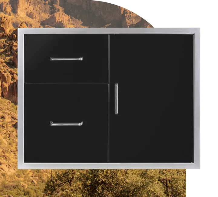 Wildfire 30 X 24 Access Door & Double Drawer Combo - WF-DDWCOMBO3024-BSS
