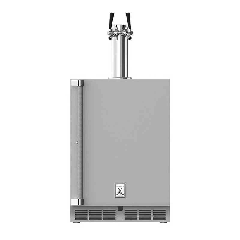 Outdoor Double Faucet Beer Dispenser, Solid Door, With Lock, Left Hinged, 24 In - Burgundy
