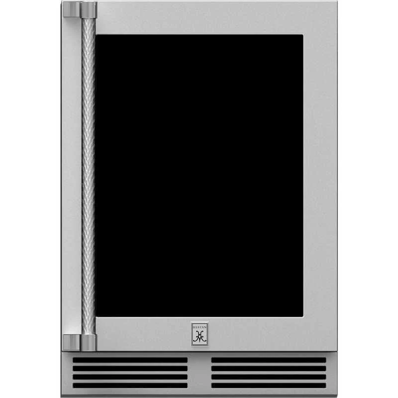 Outdoor Dual Zone Refrigerator With Wine, Glass Door, With Lock, Left Hinged, 24 In - Black